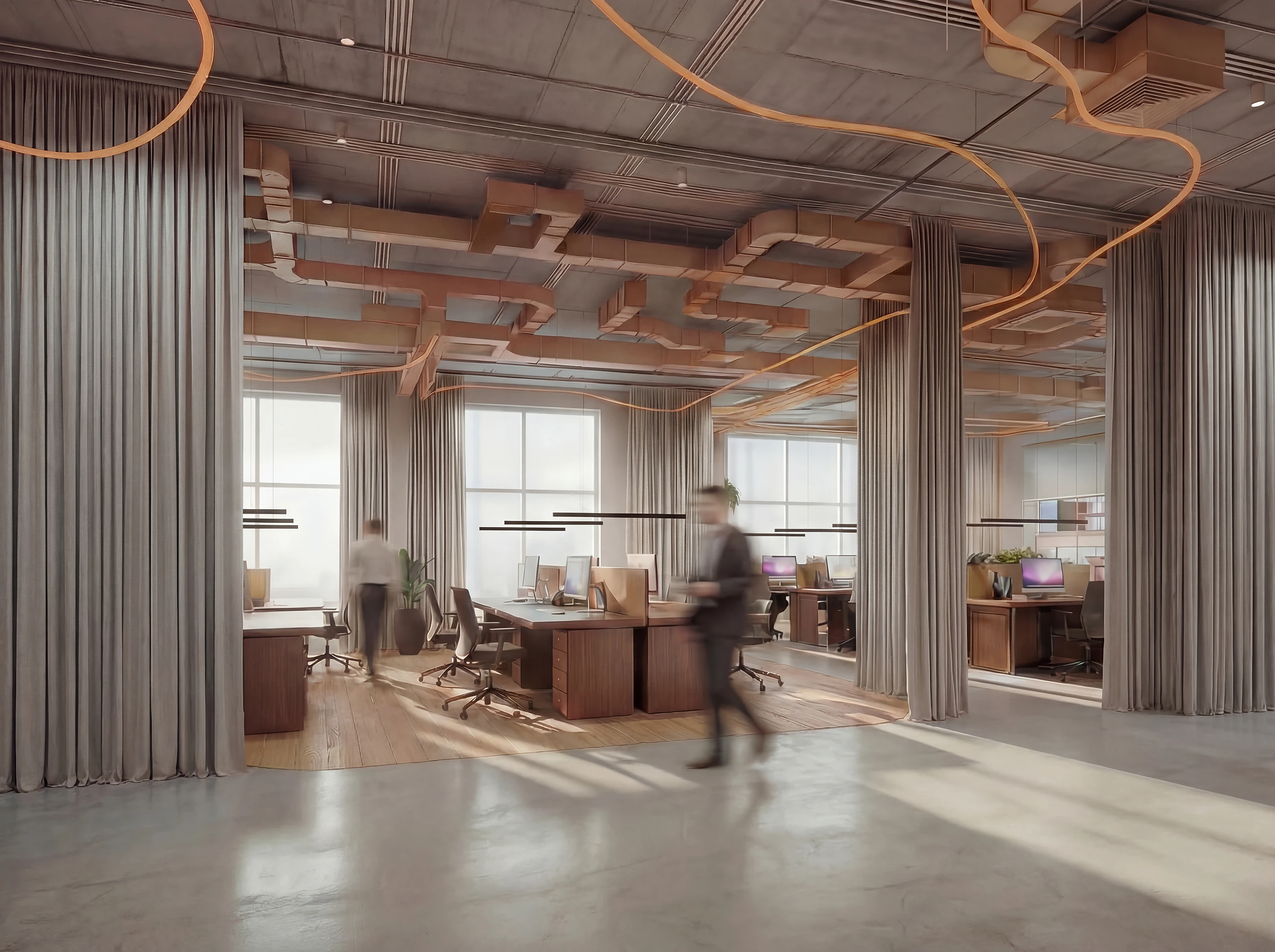 Open workplace with clear zones