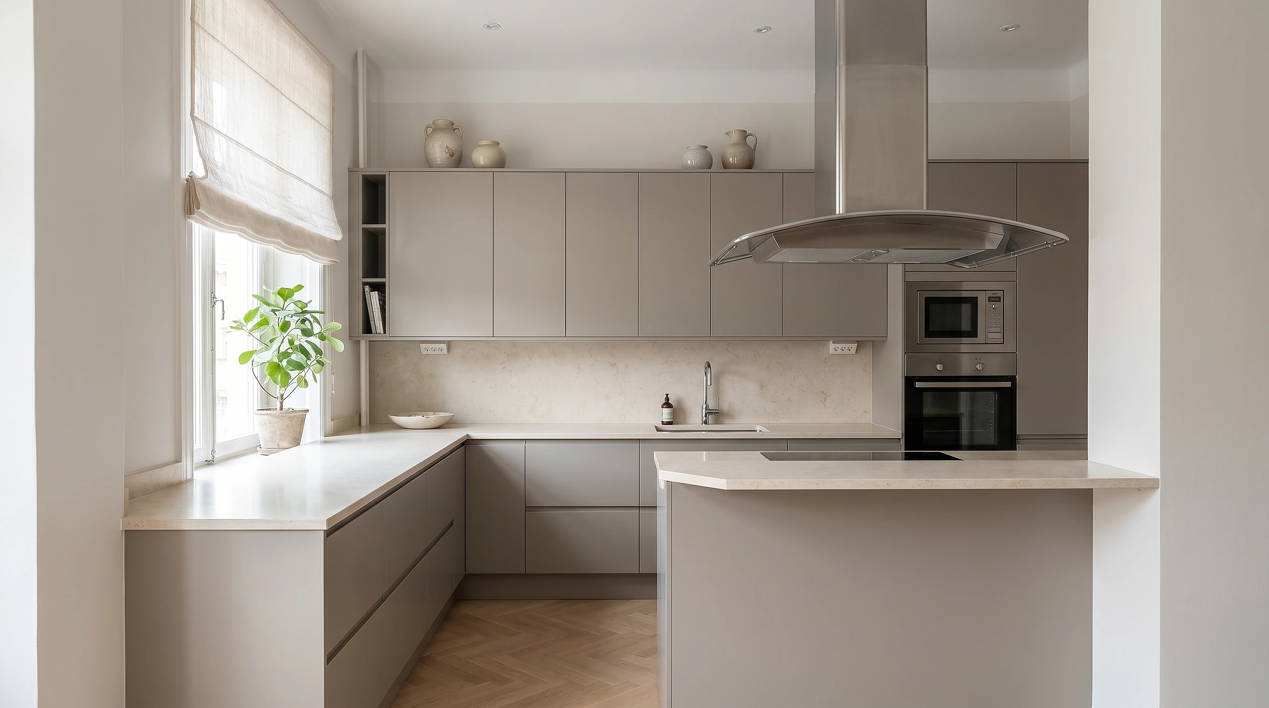 A clean white base in the kitchen